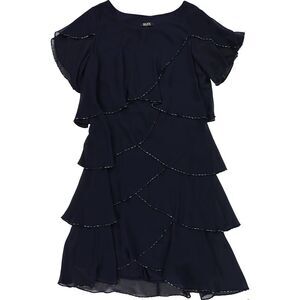 Sl Fashions Womens Embellished Tiered Shift Dress, Blue, NWT